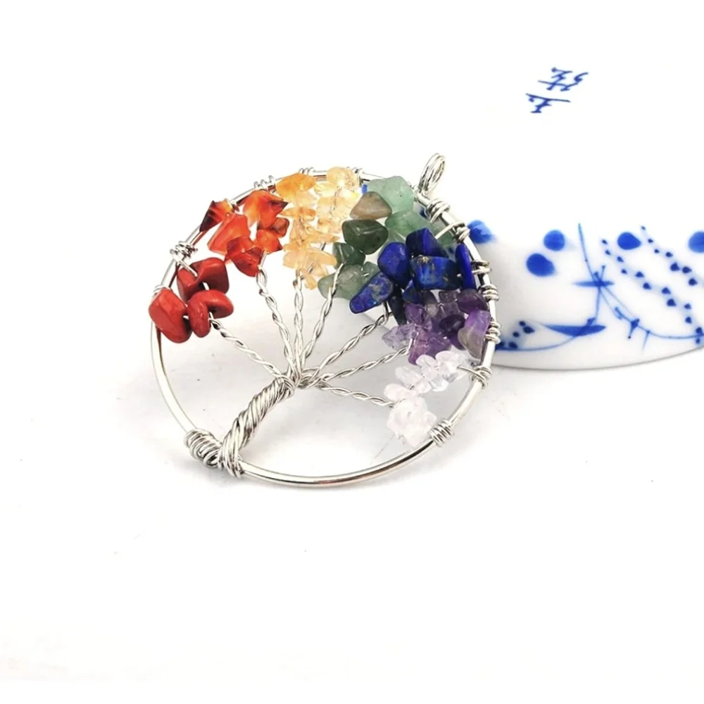 Gemstone tree of life necklace (or keychain) NWT